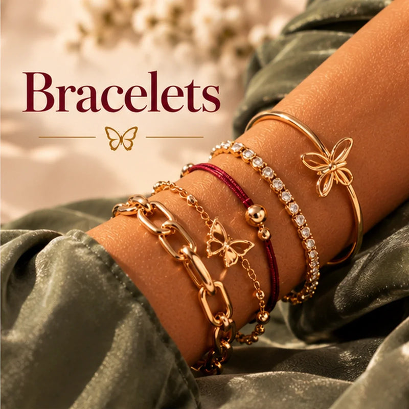 Bracelets dorés sur peau mate, look sauge — Swiss Beautyfly