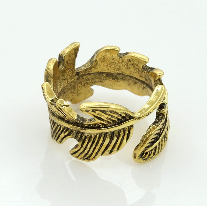 Bague feuille ajustable argentée — photographie fournisseur, vue 5