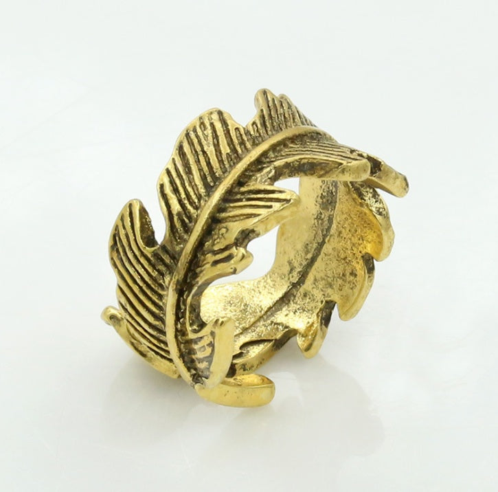 Bague feuille ajustable argentée — photographie fournisseur, vue 6