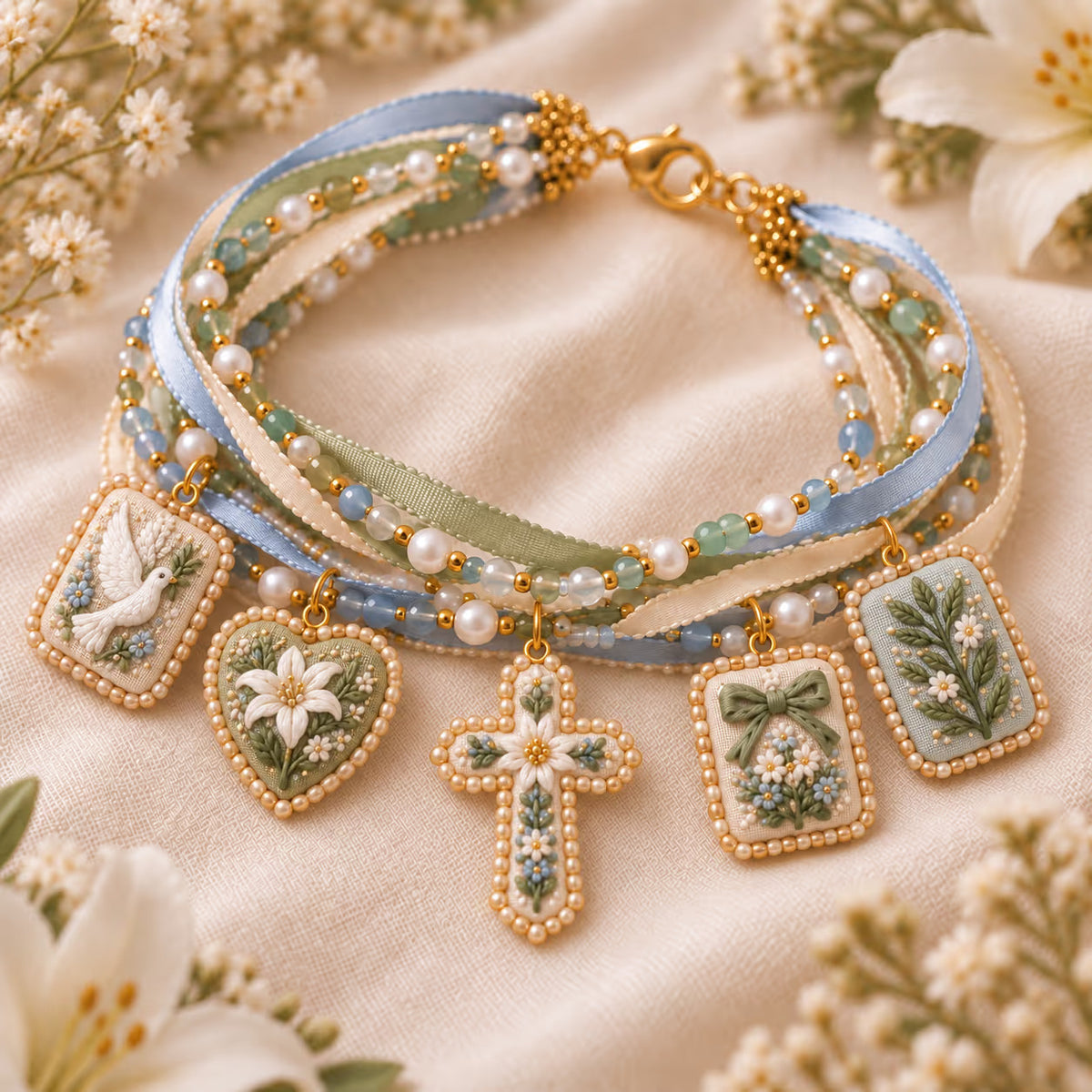Bracelet brodé — motif Croix