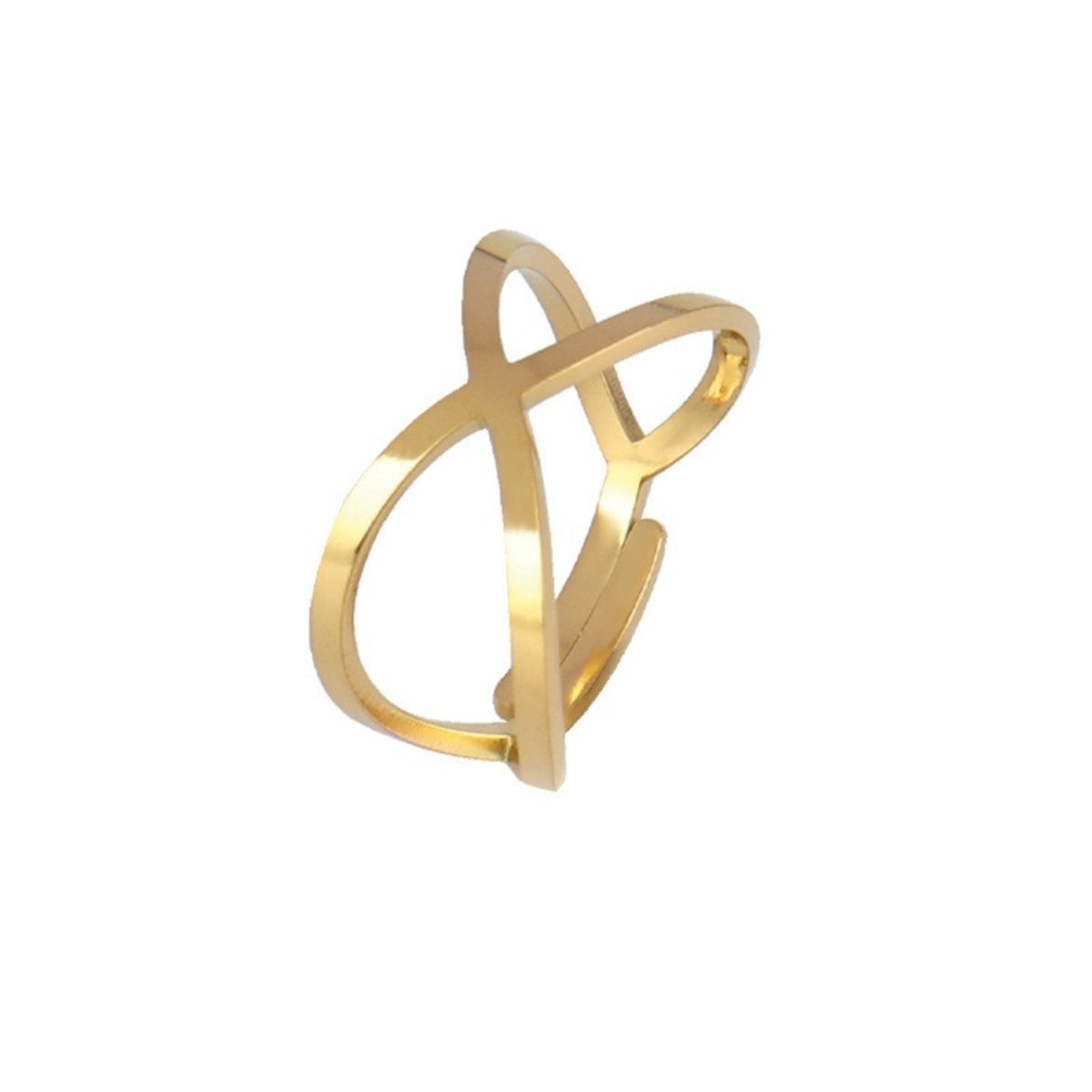 Bague croisée ajustable en acier inoxydable doré