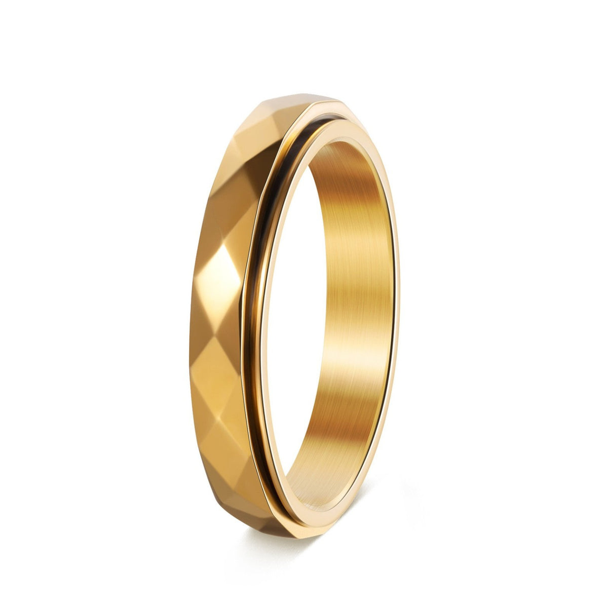 Bague à facettes, finition dorée