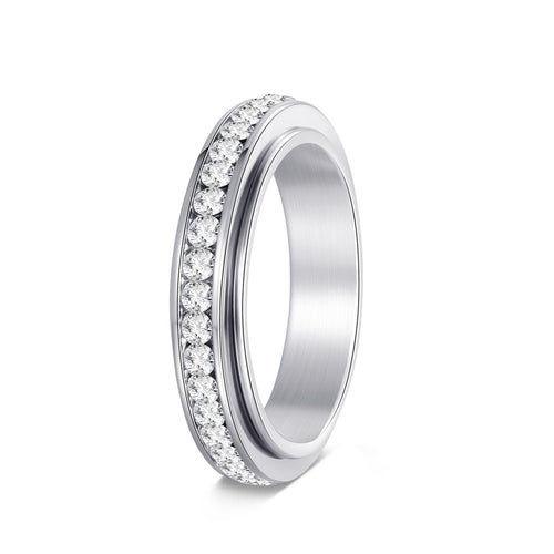 Bague pierres claires, finition argentée