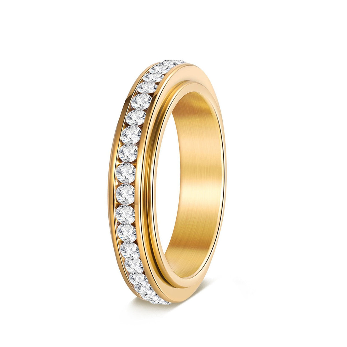 Bague pierres claires, finition dorée