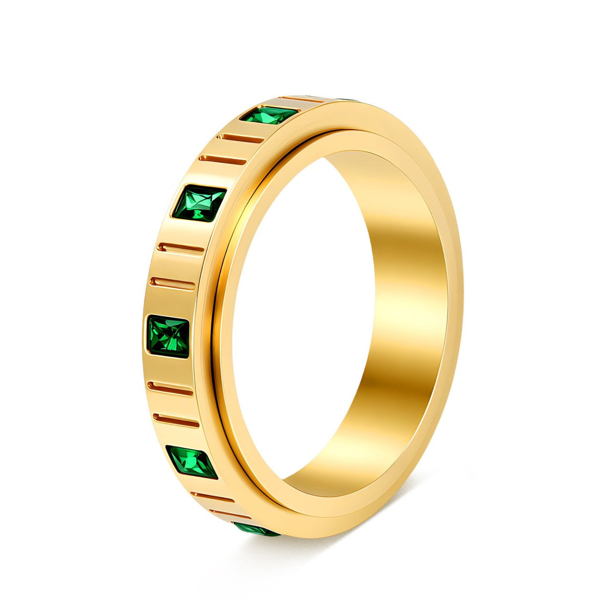 Bague pierres vertes, finition dorée