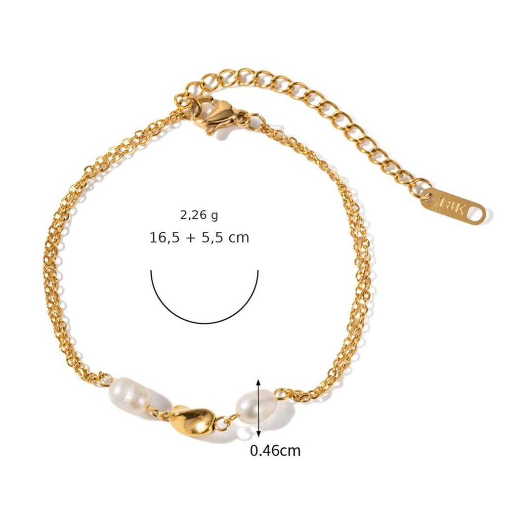 Bracelet Perla à perles — 16,5 cm plus 5,5 cm de réglage