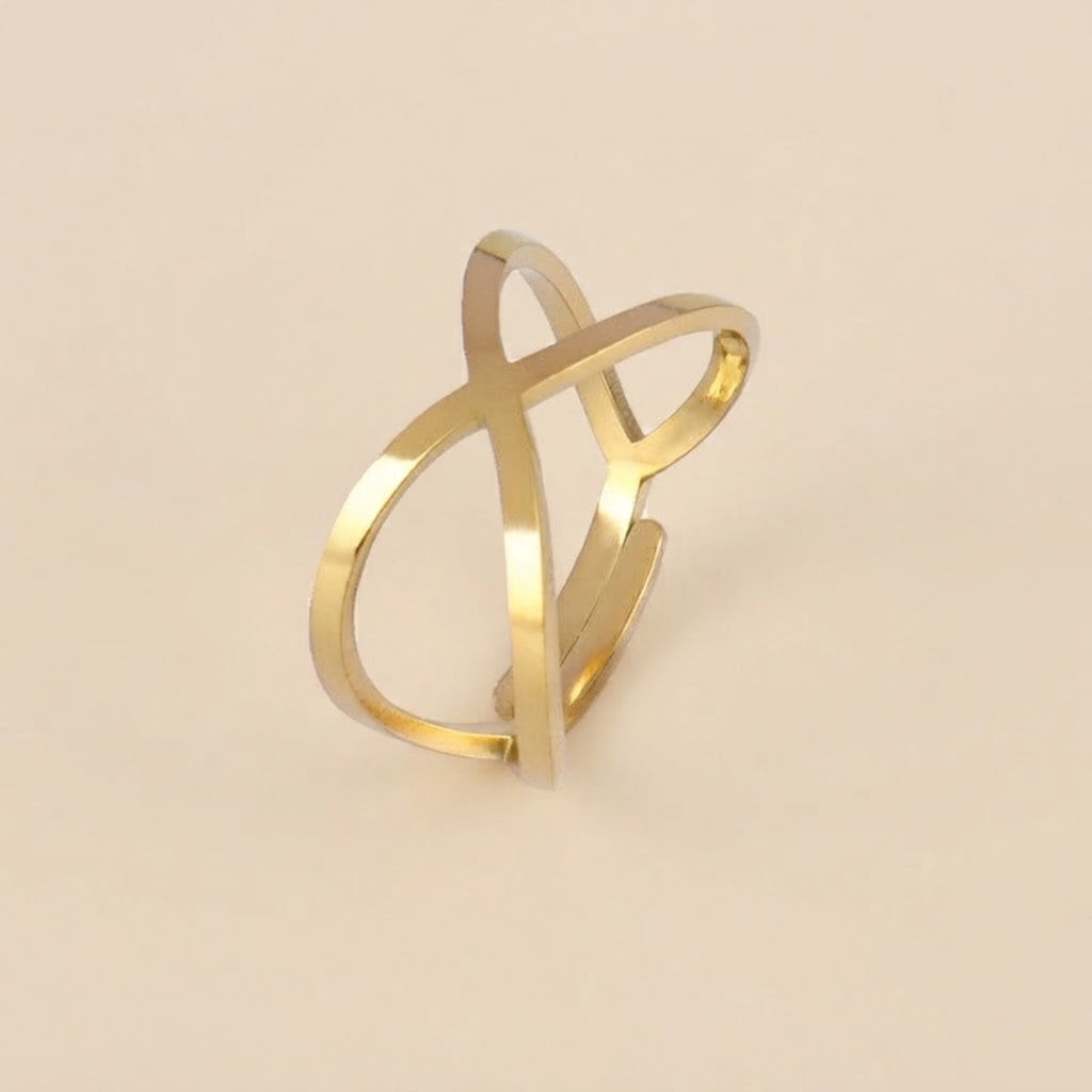 Bague croisée ajustable dorée