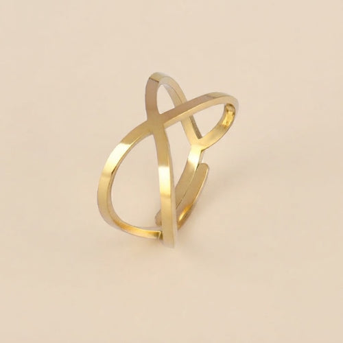 Bague croisée ajustable dorée