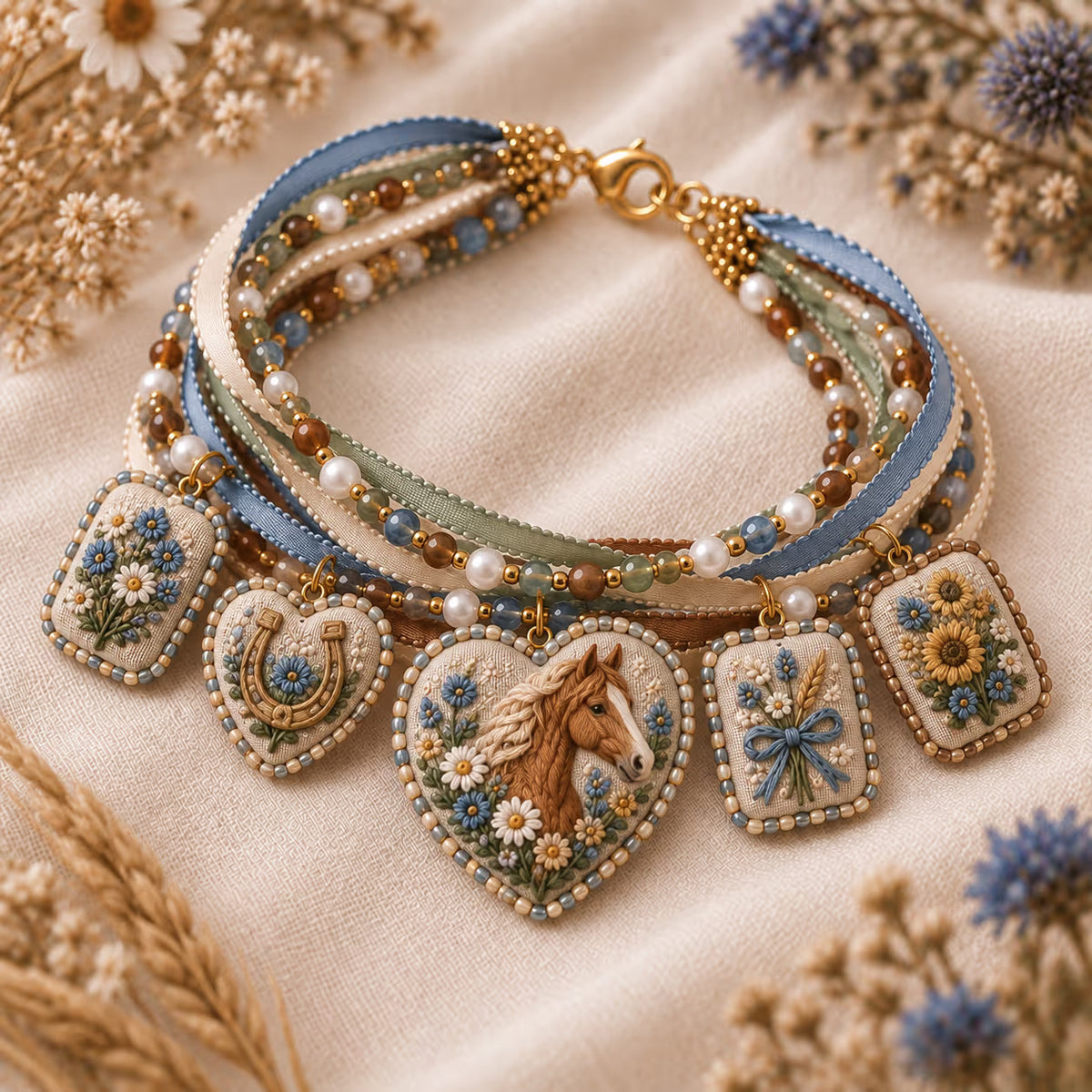 Bracelet brodé — motif Cheval