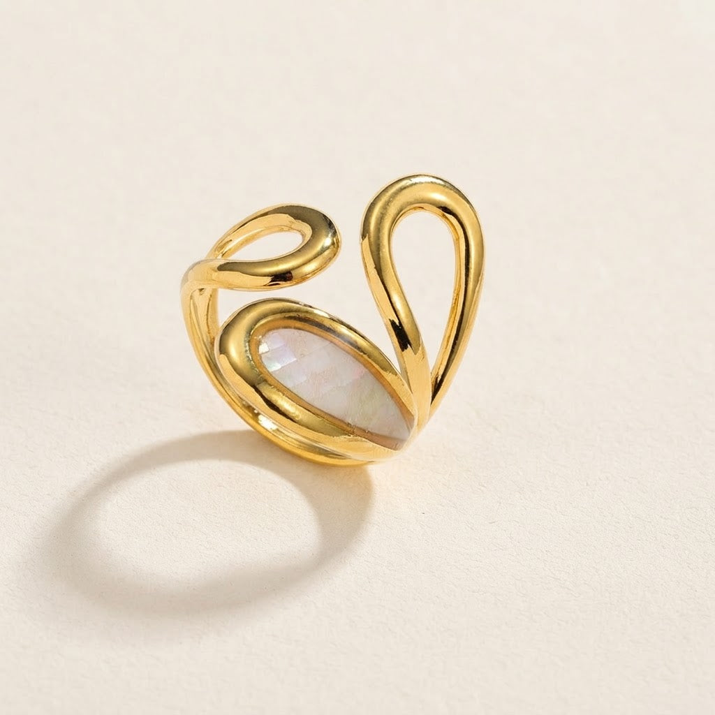 Bague Irisa – modèle D nacre blanche