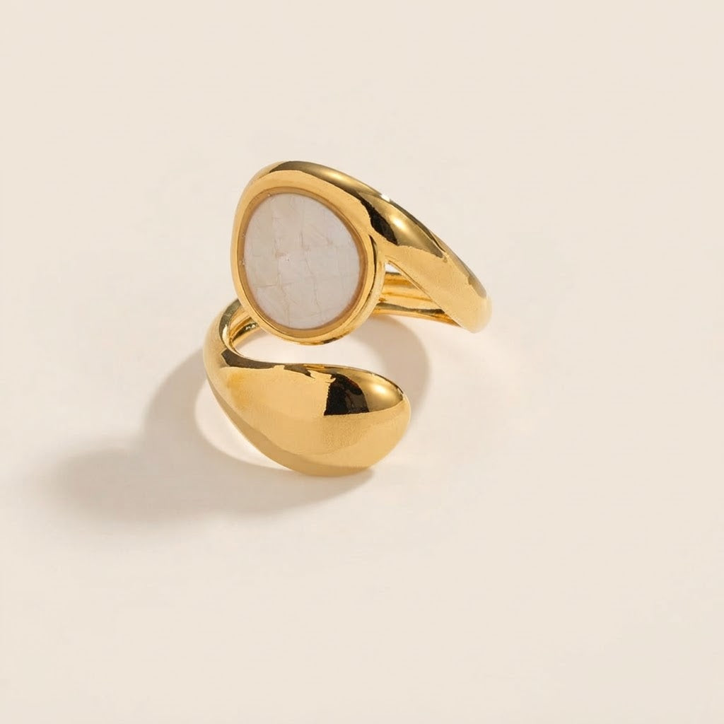 Bague Irisa – modèle F nacre blanche