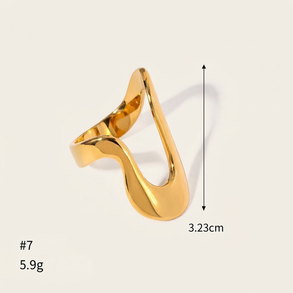 Bague Onde dorée — taille 7, poids 5,9 g et dimension 3,23 cm